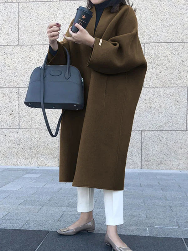 Isabeau | Women's Casual Stretch Open Front Long winter Coat Tops — Brown