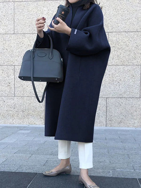 Isabeau | Women's Casual Stretch Open Front Long winter Coat Tops — Navy Blue