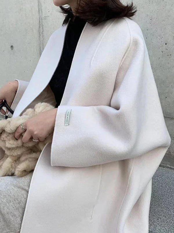 Isabeau | Women's Casual Stretch Open Front Long winter Coat Tops — White