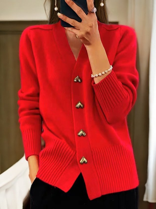 Ivolyn | Women's Knit Cardigan Heart Buttons