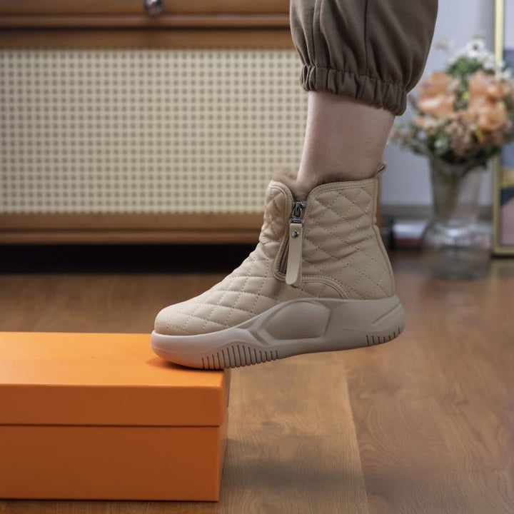 Ivonova | Quilted Waterproof Ankle Snow Boots with Side Zip