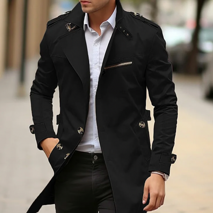 Jasper | Men's Double-Breasted Trench Coat for Men — Black