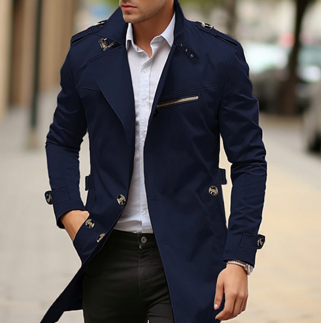 Jasper | Men's Double-Breasted Trench Coat for Men — Blue