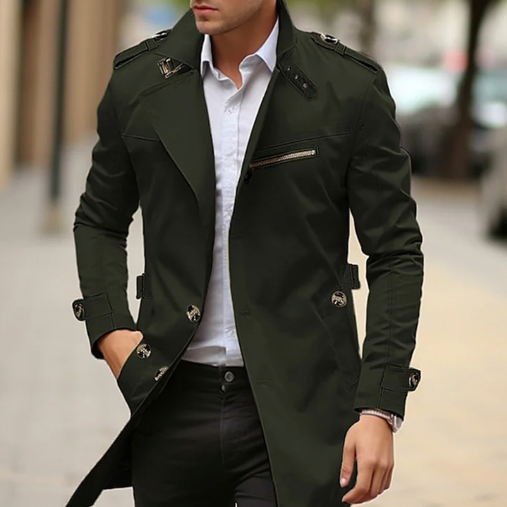 Jasper | Men's Double-Breasted Trench Coat for Men — Green
