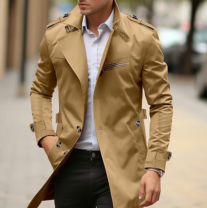 Jasper | Men's Double-Breasted Trench Coat for Men — Khaki