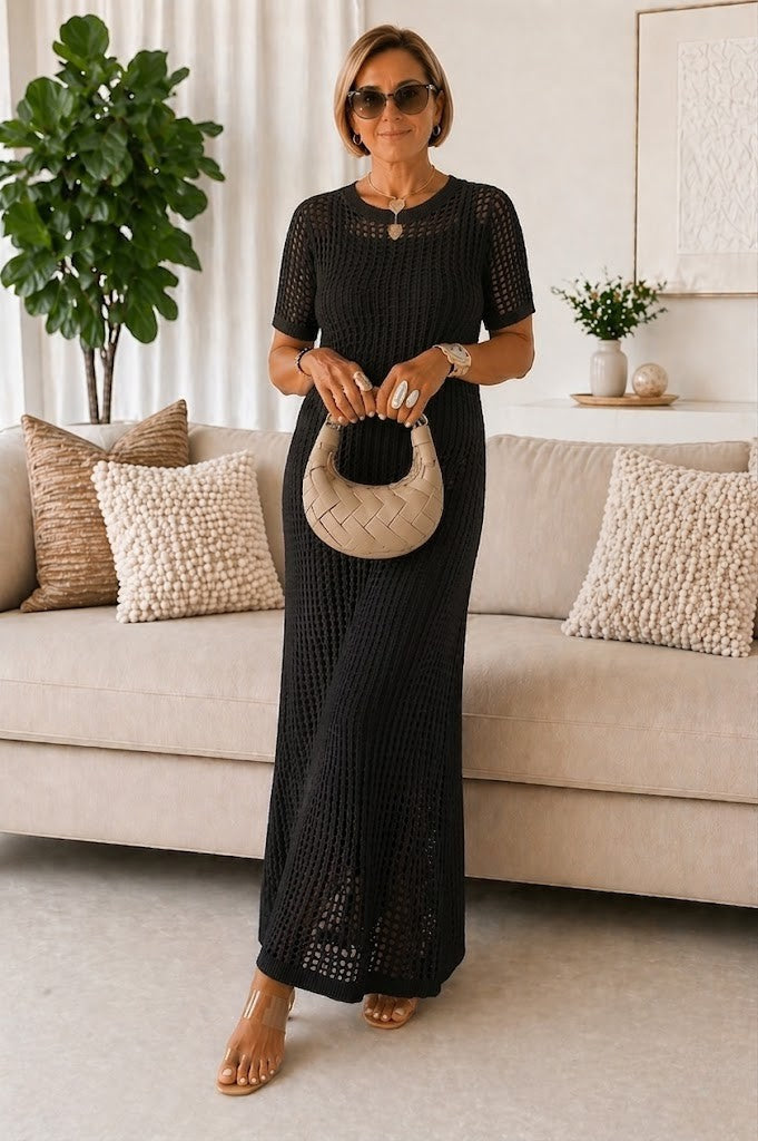 Joravia | Women's Crochet Knit Maxi Dress