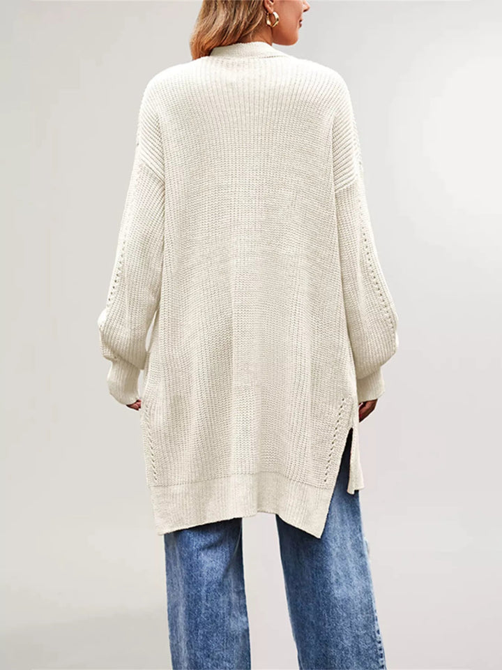 Jossanne | Front Openwork Knit Longline Cardigan with Pockets