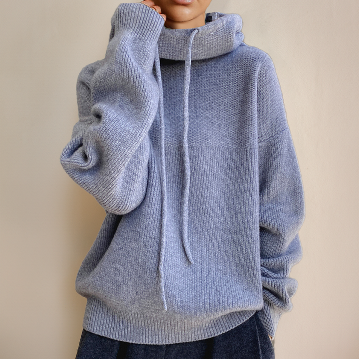 Jossara | Women's Cozy Oversized Hooded Long Sleeve Jumper — Blue