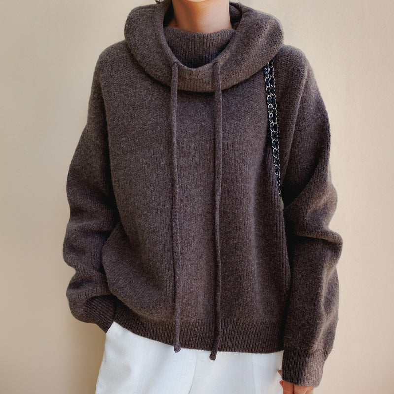 Jossara | Women's Cozy Oversized Hooded Long Sleeve Jumper — Brown