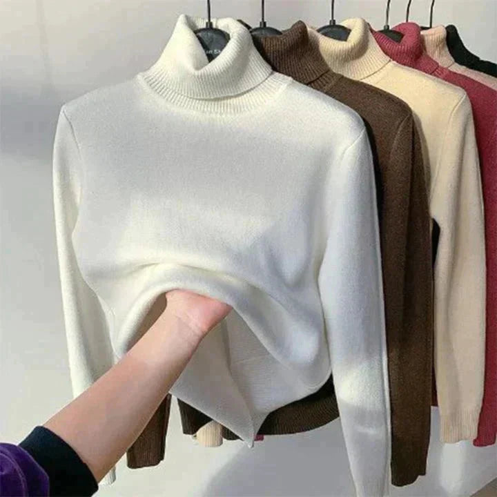 Jossthea | Fleece-Lined Turtleneck Slim Fit Knit Jumper