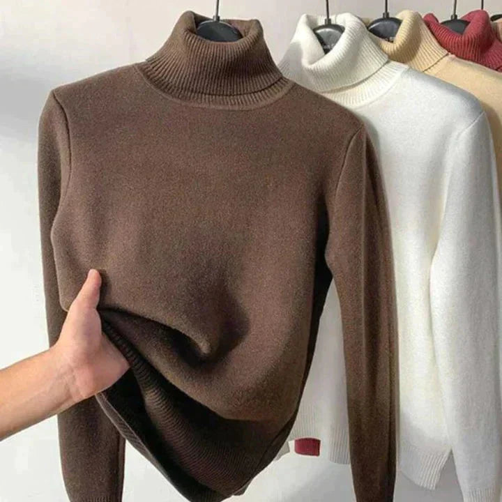 Jossthea | Fleece-Lined Turtleneck Slim Fit Knit Jumper