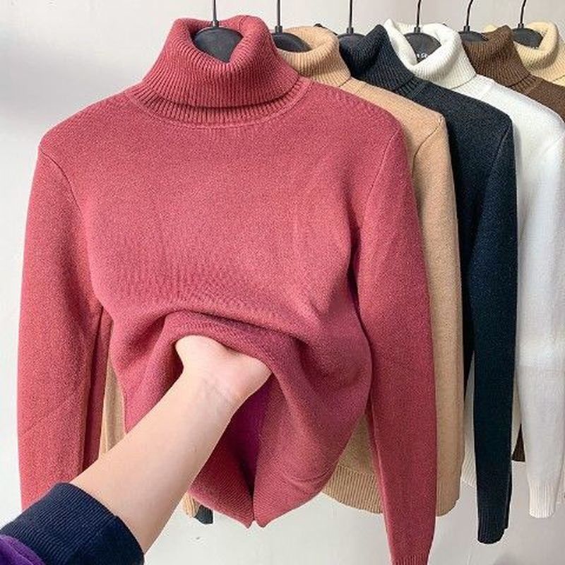 Jossthea | Fleece-Lined Turtleneck Slim Fit Knit Jumper