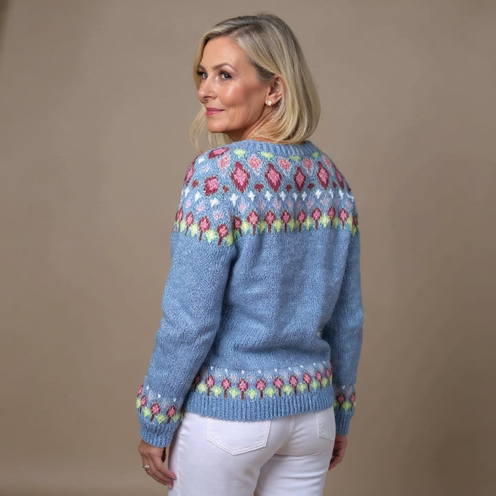 Kairaienne | Floral Fair Isle Button Knit Cardigan