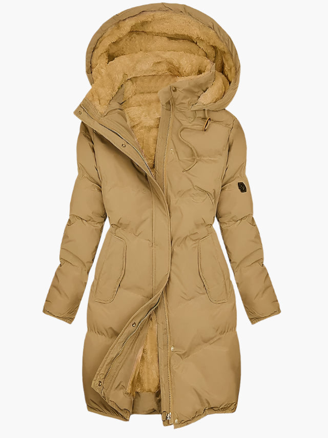 Kairaora | Hooded Cinch-Waist Quilted Midi Puffer Coat