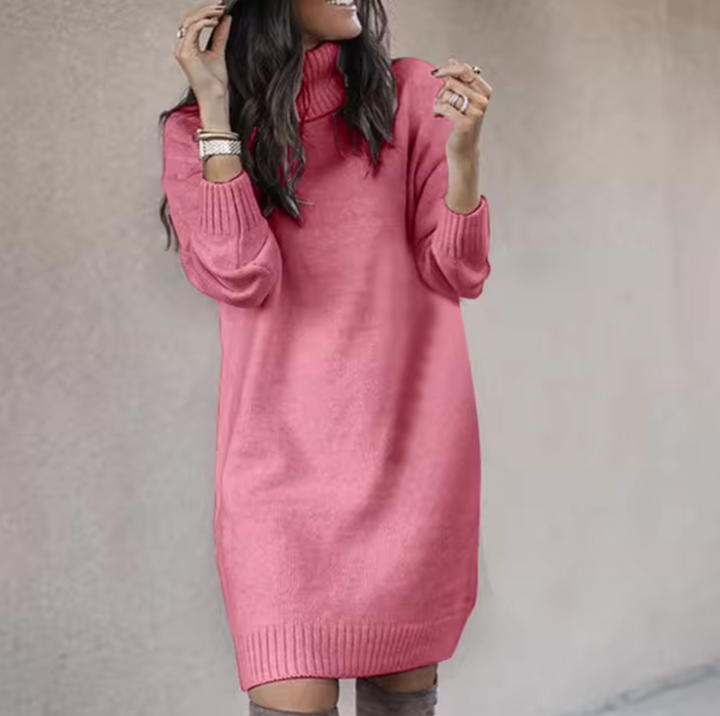 Kelvanne | Women's Elegant and Comfortable High-Neck Sweater Dress — 1
