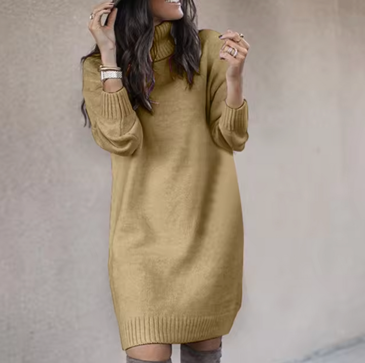 Kelvanne | Women's Elegant and Comfortable High-Neck Sweater Dress — 2