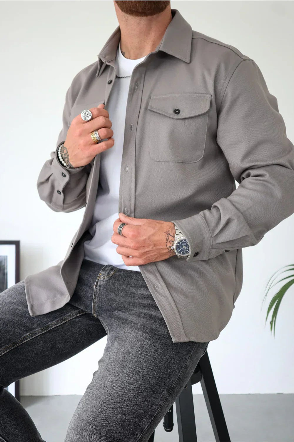 Kristopher | Men's Lightweight Casual Shirt Jacket for Men - Button-Up Overshirt — 1