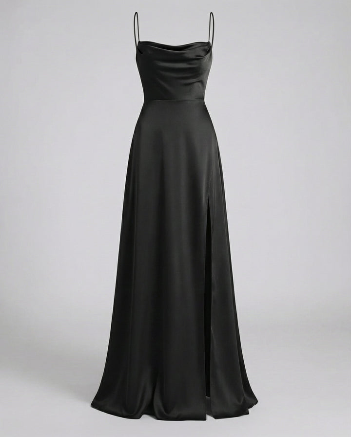 Laelella | Women's Elegant Cowl Neck Evening Maxi Dress — Black