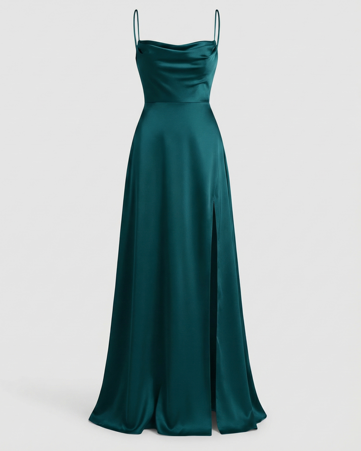 Laelella | Women's Elegant Cowl Neck Evening Maxi Dress — Blue