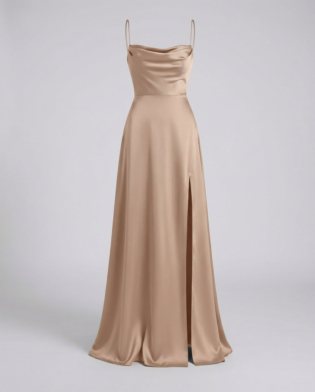 Laelella | Women's Elegant Cowl Neck Evening Maxi Dress — Brown
