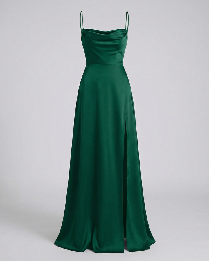 Laelella | Women's Elegant Cowl Neck Evening Maxi Dress — Green