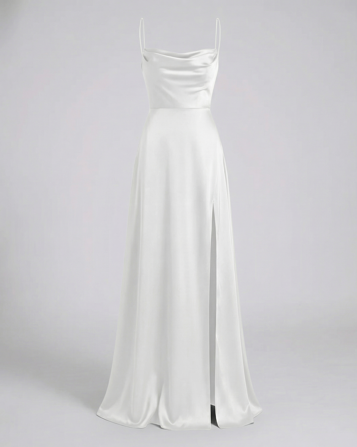 Laelella | Women's Elegant Cowl Neck Evening Maxi Dress — White