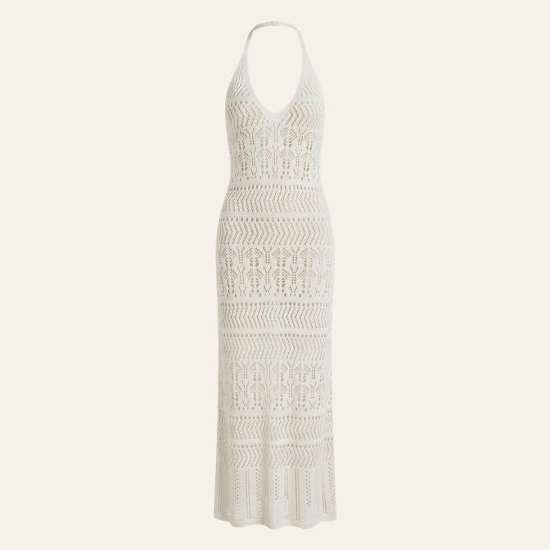 Lavinia | Open-Knit Halter Maxi Dress