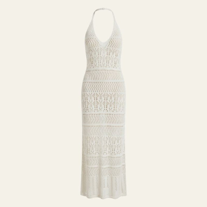 Lavinia | Open-Knit Halter Maxi Dress