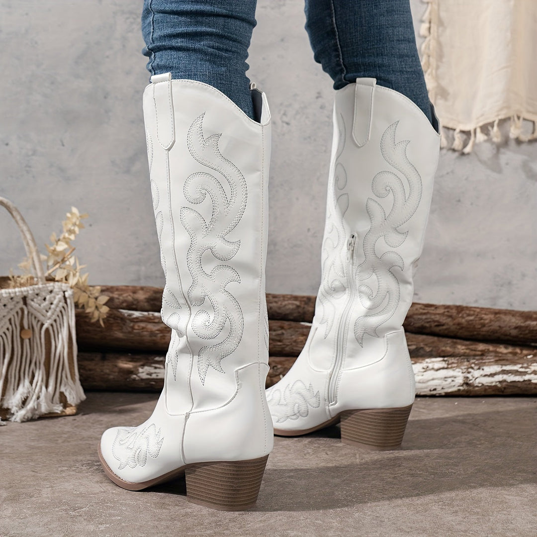 Liliana | Women's Western Style Knee-High Block Heel Boots — 1