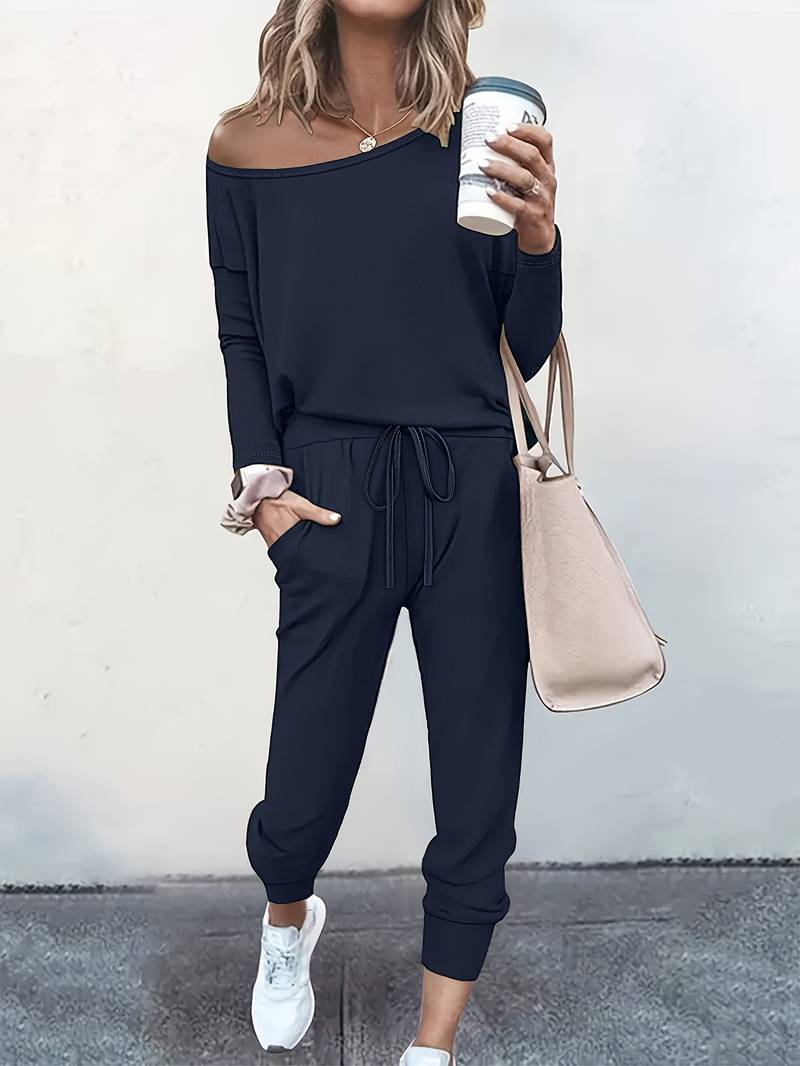 Liorisse | Women's Two-Piece Matching Two Piece Jogger Lounge Set — Blue