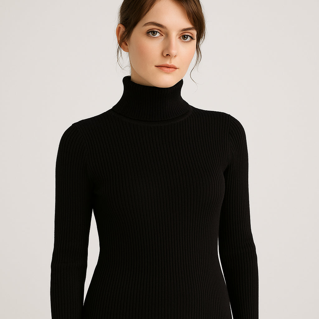 Unaraenne | Women's Knit Cozy Ribbed Turtleneck Sweater for Every Occasion — Black