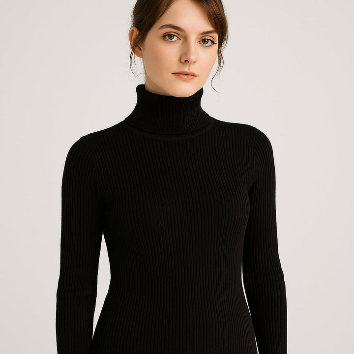 Unaraenne | Women's Knit Cozy Ribbed Turtleneck Sweater for Every Occasion — Black