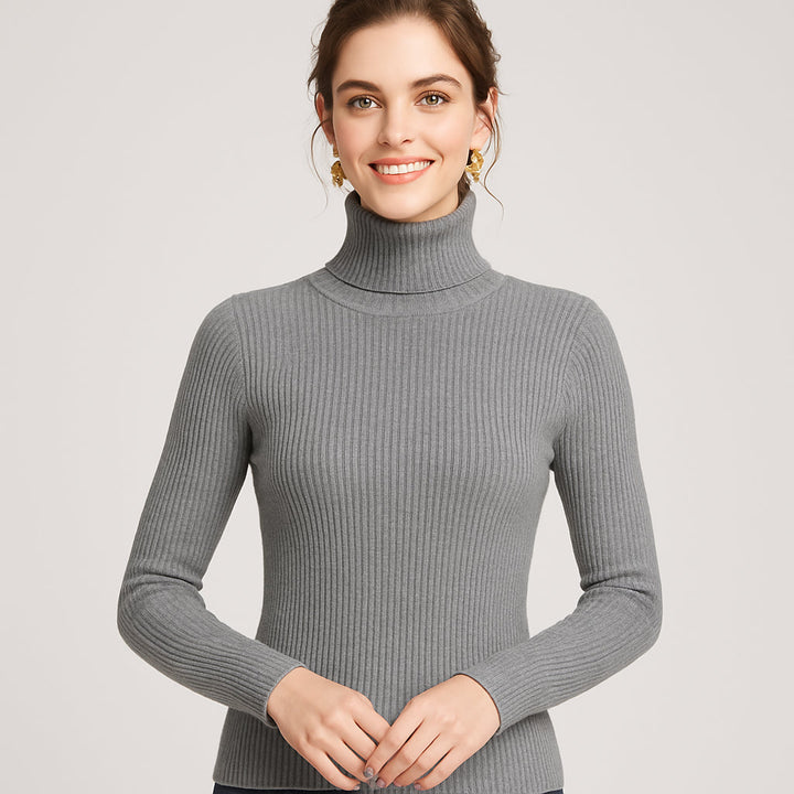 Unaraenne | Women's Knit Cozy Ribbed Turtleneck Sweater for Every Occasion — Gray