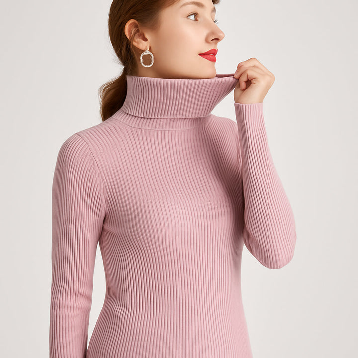Unaraenne | Women's Knit Cozy Ribbed Turtleneck Sweater for Every Occasion — Pink