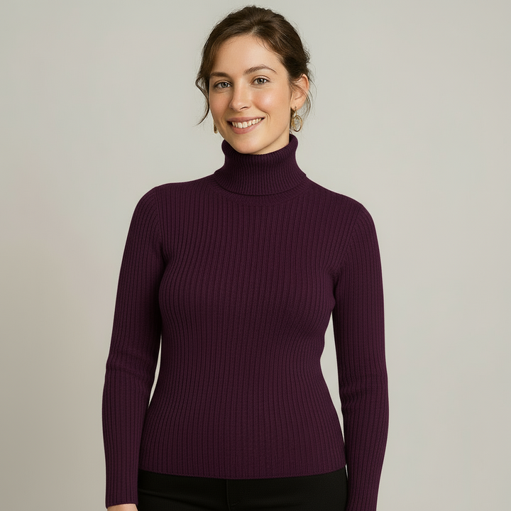 Unaraenne | Women's Knit Cozy Ribbed Turtleneck Sweater for Every Occasion — Violet