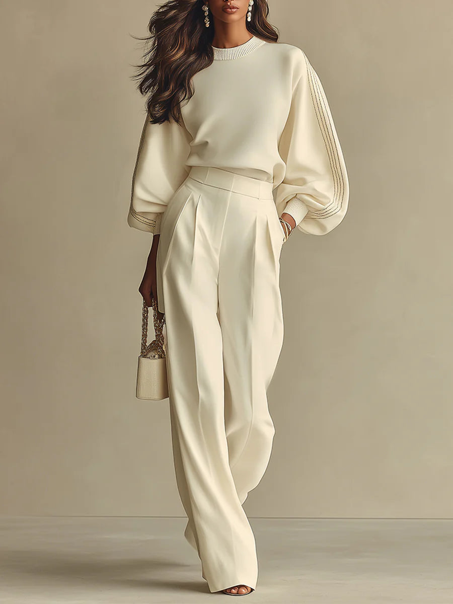 Liorvia | Women's Two Piece Matching Crew Neck Knit Two Piece Set