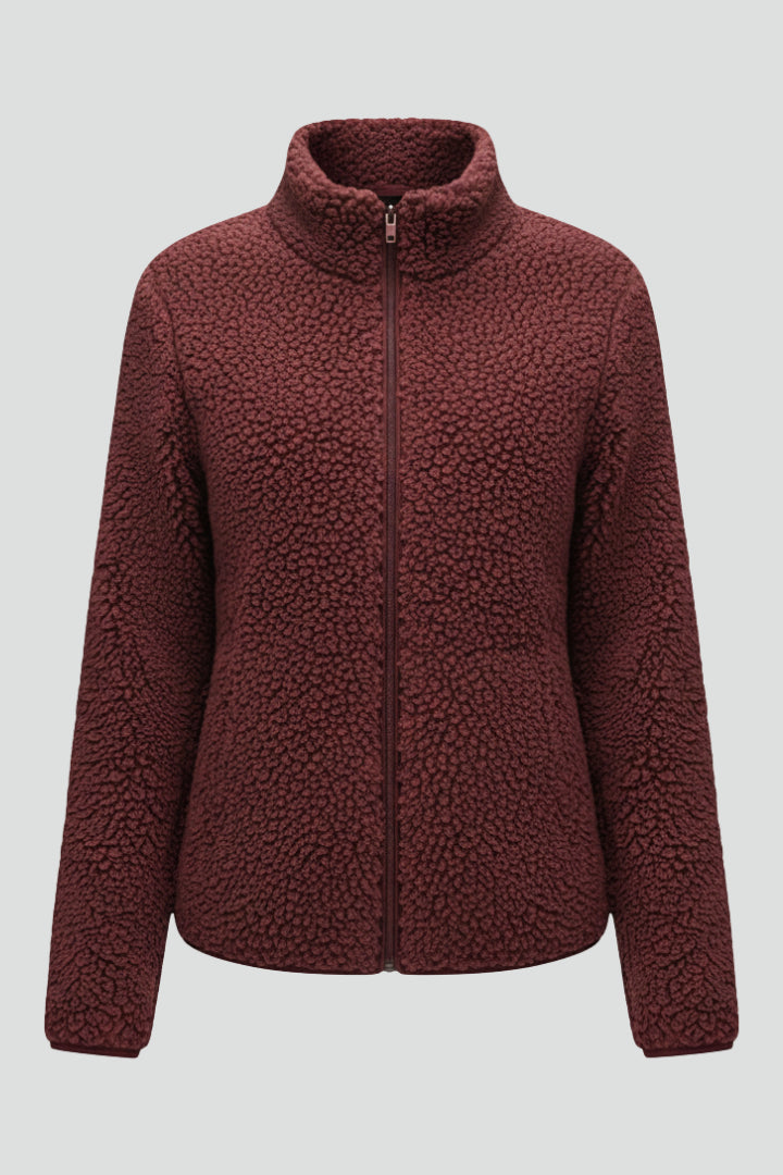 Lisettecine | Women's Fleece Jacket with Stand-Up Collar and Zip — 1