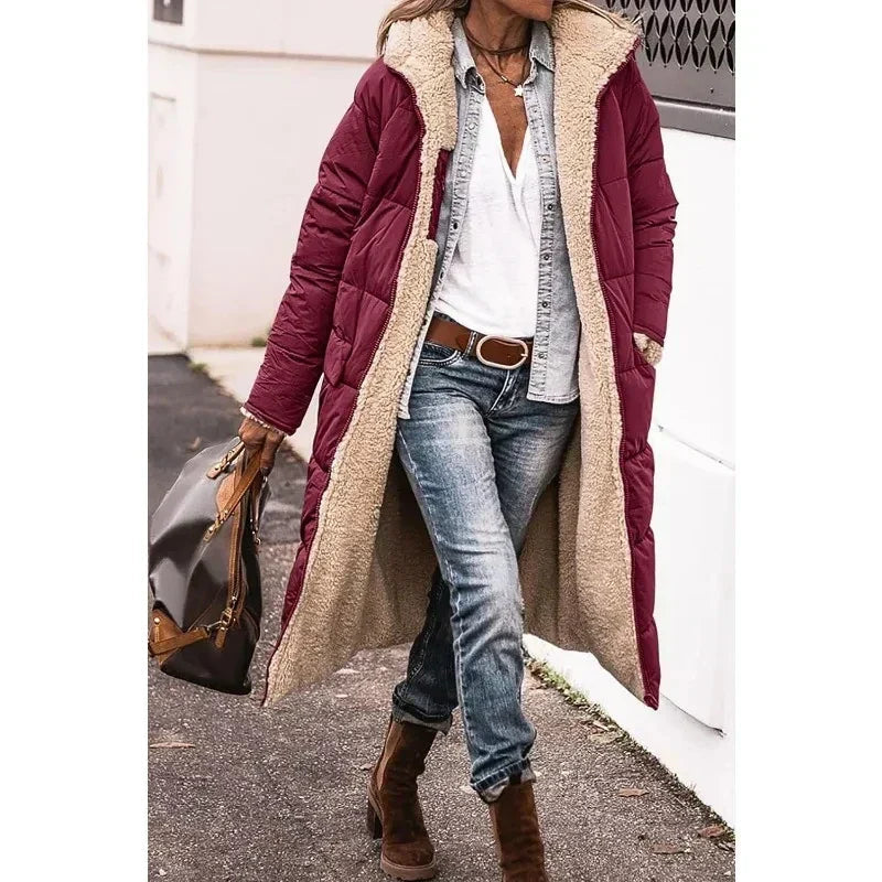 Lisetteessa | Women's Casual Stretch Chic Coat Tops — Burgundy