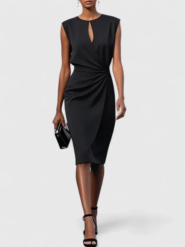 Livbelle | Women's Elegant Midi Cocktail Dress — Black