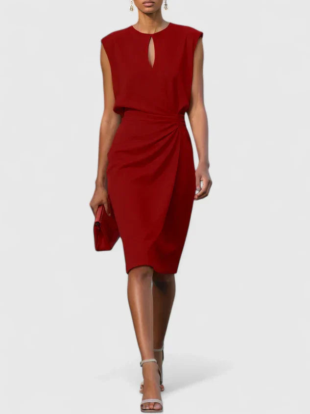 Livbelle | Women's Elegant Midi Cocktail Dress — Red