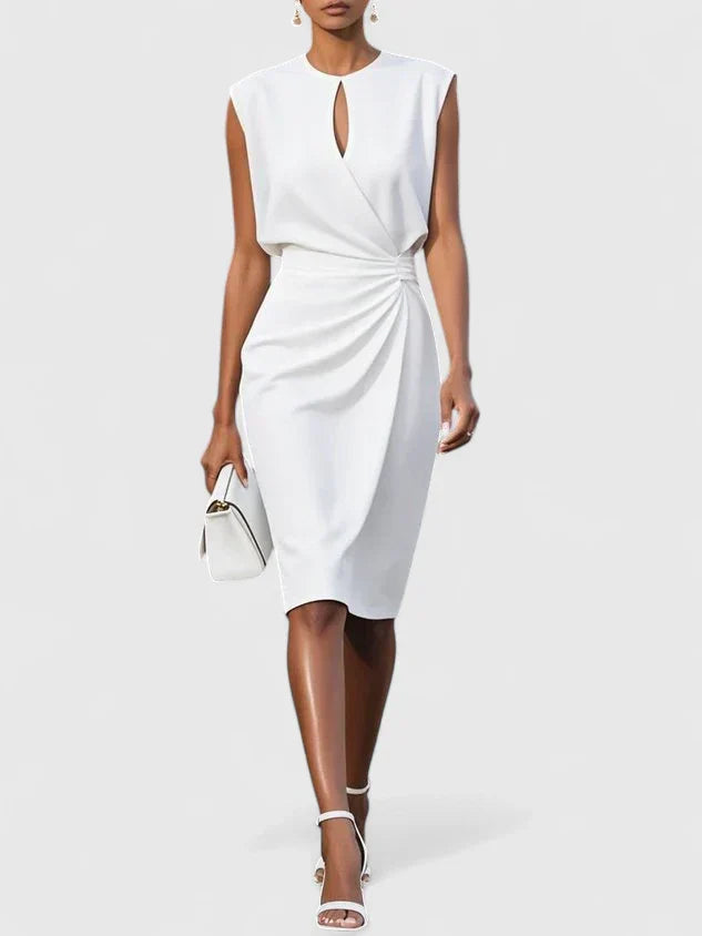 Livbelle | Women's Elegant Midi Cocktail Dress — White
