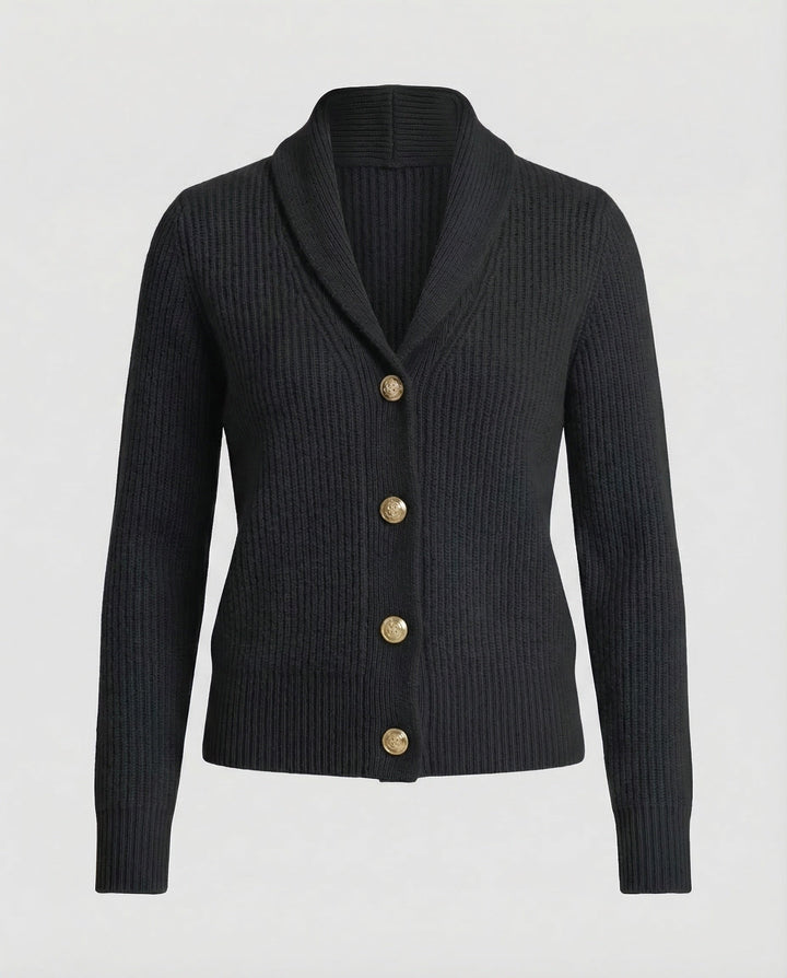 Livetta | Women's Cozy Shawl Collar Knit Cardigan — Black