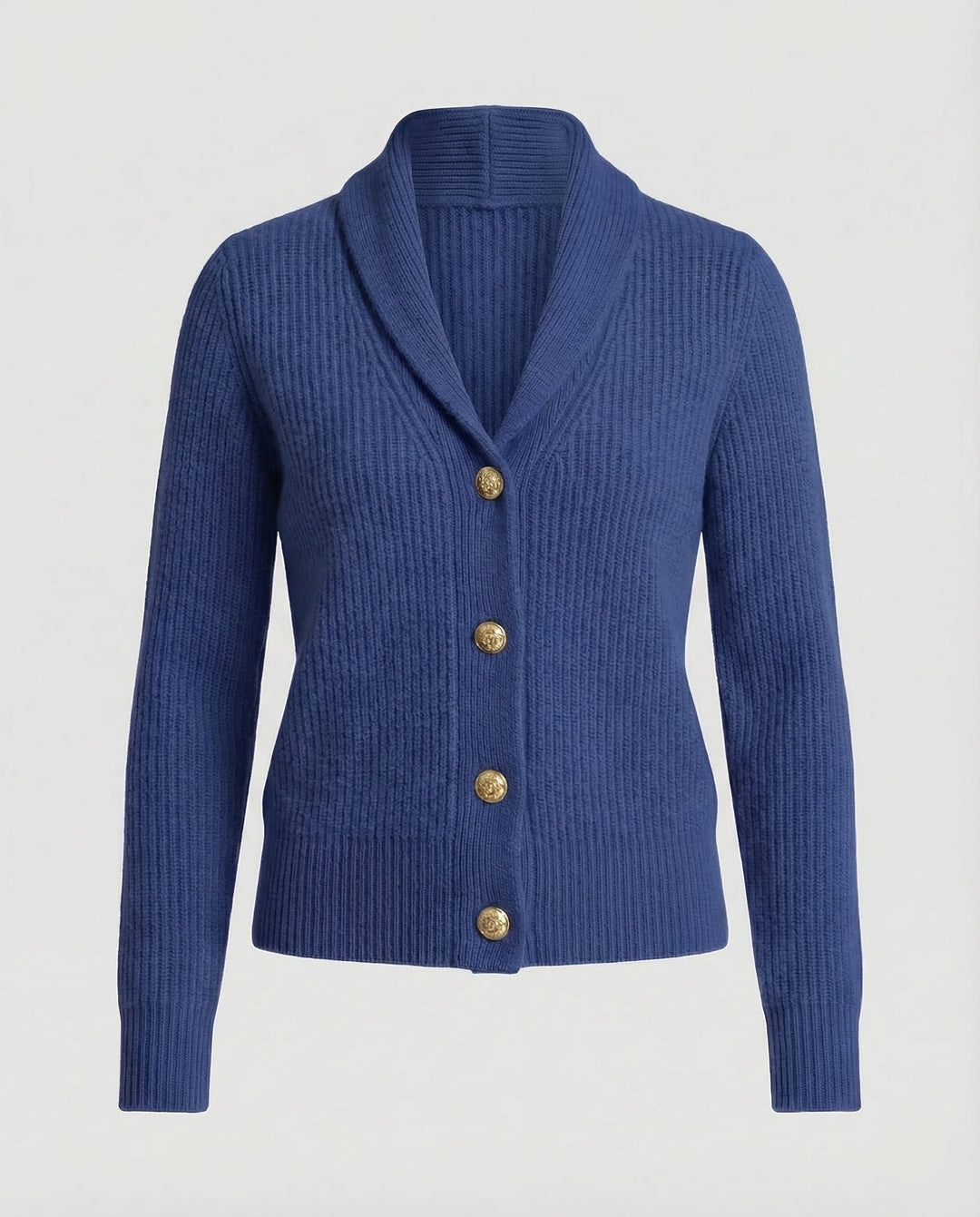 Livetta | Women's Cozy Shawl Collar Knit Cardigan — Dark blue