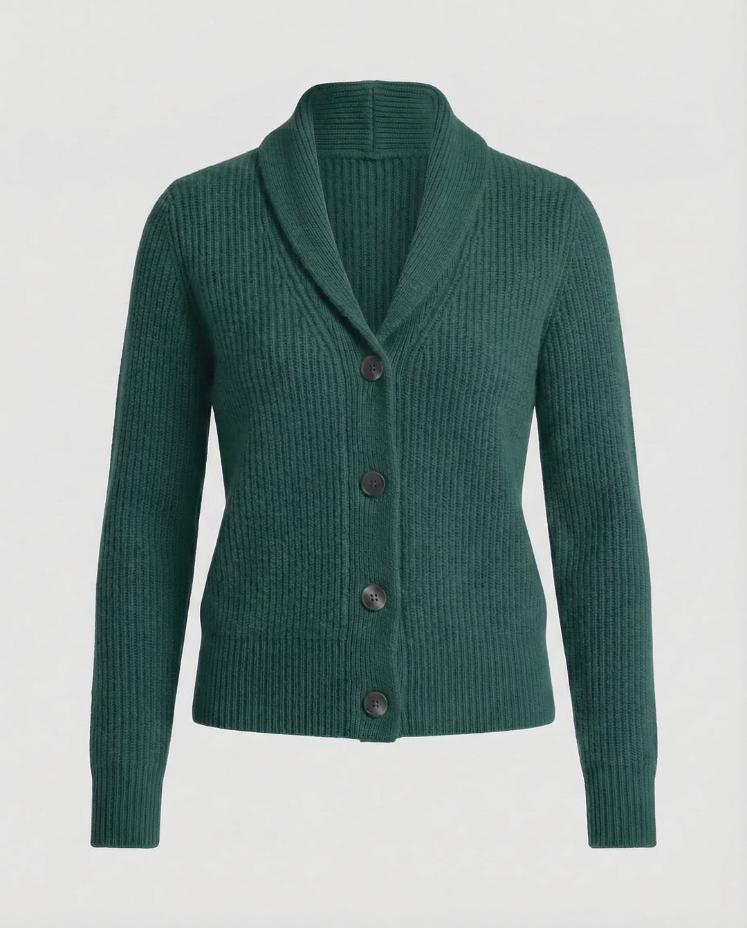 Livetta | Women's Cozy Shawl Collar Knit Cardigan — Dark green