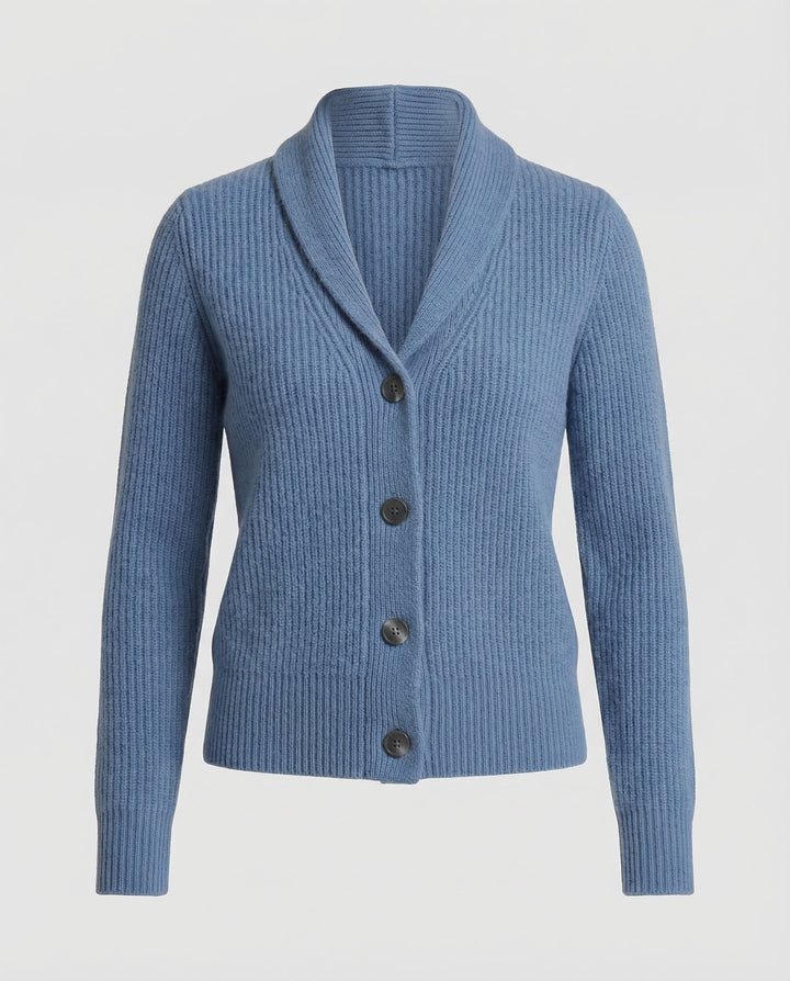 Livetta | Women's Cozy Shawl Collar Knit Cardigan — Light blue