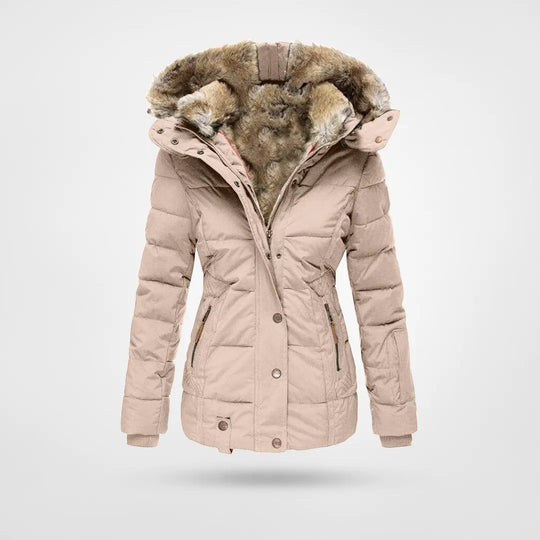 Livvanne | Women's Hooded puff Jacket – Mid-Length Coat — Pink