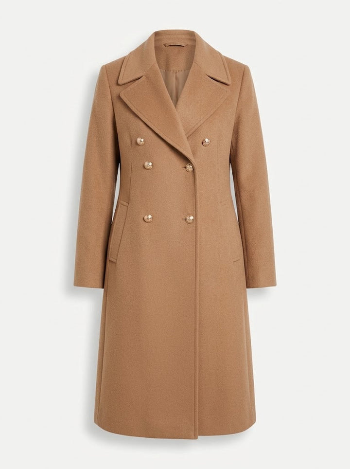 Lumiwen | Women's Double-Breasted Longline Coat with Lapel Collar — 2