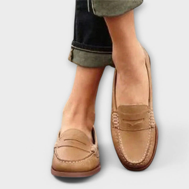 Lunessa | Women's Orthopedic Comfort Slip-On TIMELESS ELEGANT LOAFERS — Khaki