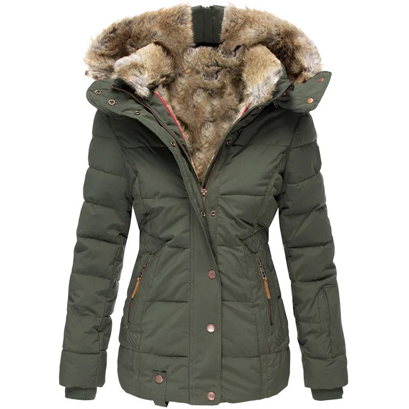 Lyrasia | Women's Mid Length Coat – Fleece Lined Weather Resistant Jacket — Green