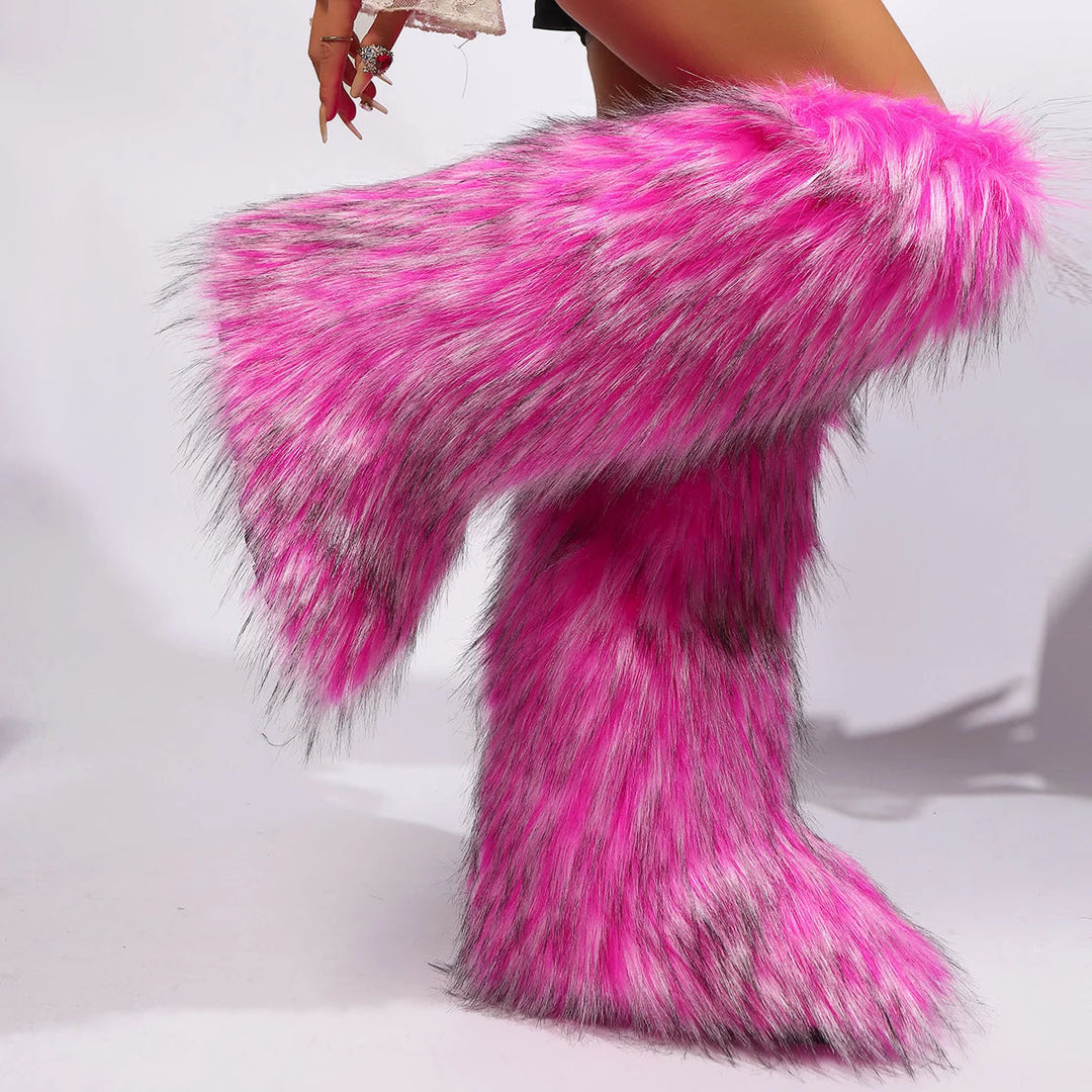 Maevia | Women's High Boots | | Fur Snow Boots | warm Boots | Non-Slip — Pink